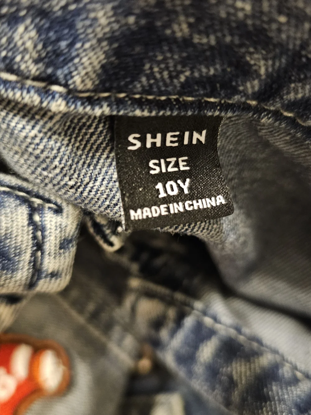 SHEIN Dark Blue Embroidered Patch Denim Jacket for Kids